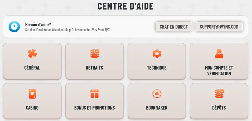 wyns-casino-support
